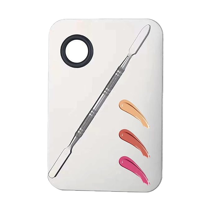 2 in 1 Makeup Mixing Palette Set with Spatula - Stainless Steel Foundation Accessories and Mixing Tools for Cosmetic, Nail Art, Lipstick-VivaGrace Women