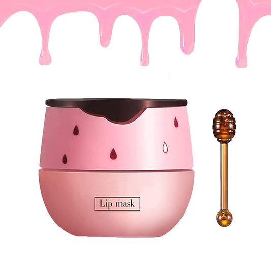 Strawberry Lip Sleeping Mask,Plumping Lip Hydrating Bee Lip Balm Honey Pot Propolis Moisturizing Lip Balm With Stick,Lip Exfoliating Bee Lip Balm Sleeping Lip Mask-VivaGrace Women