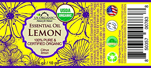 US Organic 100% Pure Lemon Essential Oil - USDA Certified Organic, Cold Pressed - W/Euro droppers (More Size Variations Available) (10 ml)-VivaGrace Women