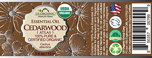 US Organic 100% Pure Cedarwood Essential Oil (Atlas) - USDA Certified Organic, Steam Distilled (More Size Variations Available) (15 ml / .5 fl oz)-VivaGrace Women