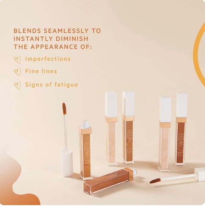 FLOWER BEAUTY By Drew Barrymore Light Illusion Full Coverage Concealer - Diffuse Dark Under Eye Circles + Blurs Blemishes - Weightless Formula + Crease Proof Makeup (Almond)-VivaGrace Women