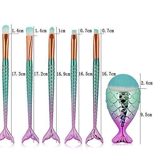 Funfunman Makeup Brushes 11PCS Make Up Foundation Eyebrow Eyeliner Blush Cosmetic Concealer Brushes(Mermaid Colorful)-VivaGrace Women