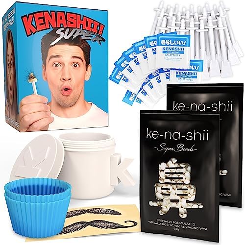 Kenashii Super Nose Waxing Kit | 100g Wax, 24 Applicators | No Microwave Required | Ear Hair Removal | For Men and Women | 12 Balm Wipes, Mustache Guards, Storage Bag-VivaGrace Women