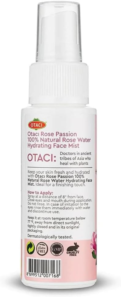 OTACI Rose Passion Face Mist Spray – 100% Natural Rose Water Hydrating Mist for Glowing, Refreshed Skin – Travel Size 50ml – Vegan, Alcohol-Free, for All Skin Types-VivaGrace Women