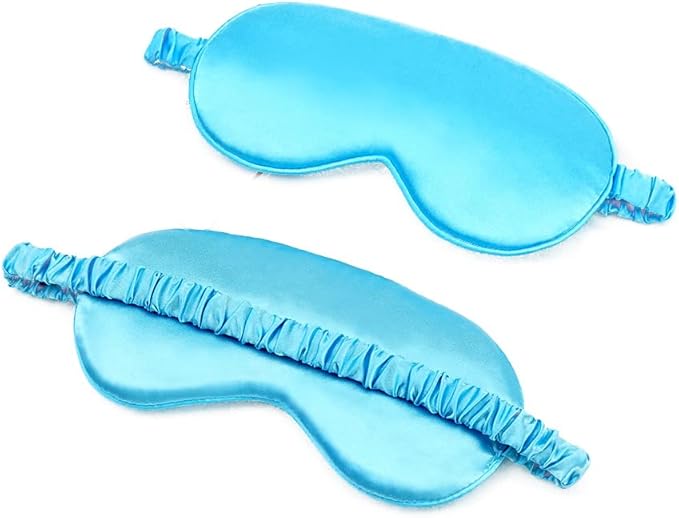 100% Natural Mulberry Soft Silk Sleep Mask, Light Blocking Eye Masks for Sleep, Night Blindfold Eye Mask Cover for Men and Women, Sleeping Night Mask for Travel (Blue)-VivaGrace Women