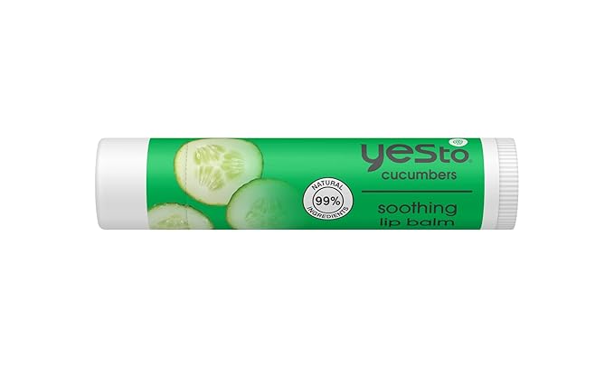 Yes To Cucumber Soothing Lip Balm, Hydrating Non-Sticky Salve That Calms Dry Cracked Lips, Locks In Moisture & Glides On Smoothly, With Aloe Vera & Castor Oil, Natural & Cruelty Free, 0.15 Oz, 3-Pack-VivaGrace Women