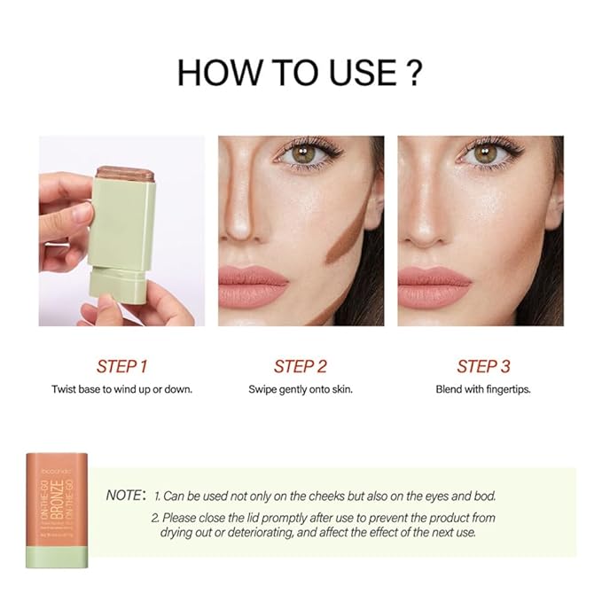 Unyoke Soft Creamy Highlighter Blush Stick,Smooth Shimmer Bronzer Stick,Long Lasting Waterproof Blush Illuminator Luminizer,Blendable Natural Glow Makeup Cream Blush Highlight 0.6 Oz（01# Warm Glow）-VivaGrace Women