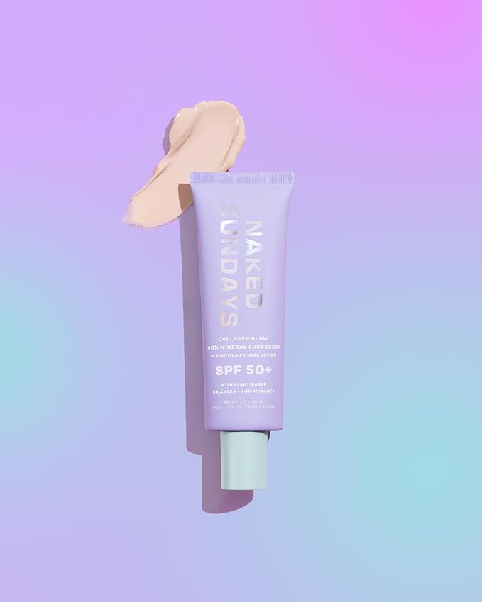 Naked Sundays SPF 50 Mineral Glow Sunscreen, Daily Hydrating Facial Moisturizer & Primer with Zinc Oxide, Sheer Tint, Broad Spectrum SPF Lotion (Jumbo 80ml)-VivaGrace Women