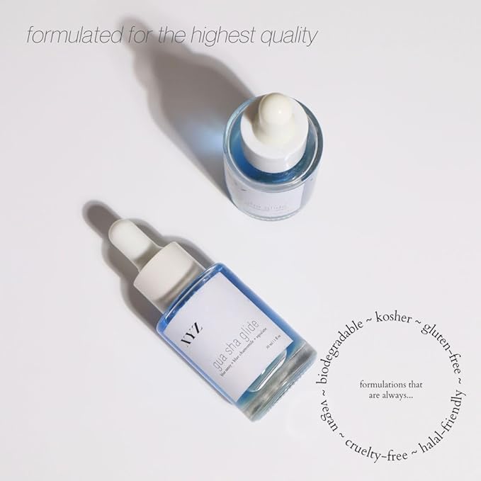 Gua Sha Glide Face Oil - Hydrating and Soothing Face Oil With Azulene Blue Tansy, Blue Chamomile + Squalene | Moisturizer, Face Oil and Soothing Agent for All Skin Types - 1 fl oz (30ml)-VivaGrace Women