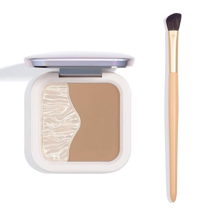 ELLESY Highlighter Makeup Palette Shimmer Face Bronzer and Highlighter Contouring Palette Makeup Kit Sculpting Contour Powder Palette with brush-C02-VivaGrace Women