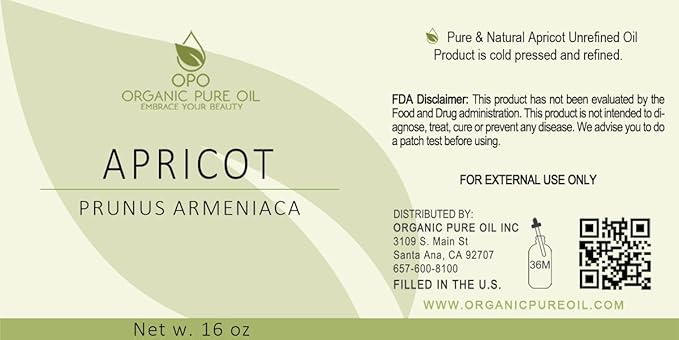 Apricot Kernel Oil - 100% Pure, Organic, Cold Pressed, Unrefined, Raw - Bitter Scent, Therapetutic Premium Grade A Kernal - Perfect for Massage, Skin, Hair & Body Care 16 OZ Quart Bulk-VivaGrace Women