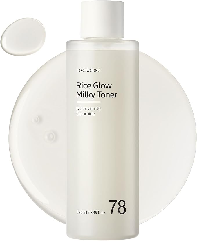 Rice Glow Milky Toner with 784,000ppm Korean Rice Water, Niacinamide, Ceramides, Panthenol, Glow, Glass Skin, Hydrating, Purifying, Fragrance-Free, Korean Skin Care, 250ml, 8.45 fl.oz.-VivaGrace Women