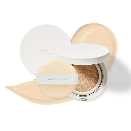 Holika Holika Reliefit CICA Clear Cushion 01 Pure Vanilla 14g, 0.49oz / 1Set + 1 Refill/Vegan Cushion Foundation-VivaGrace Women