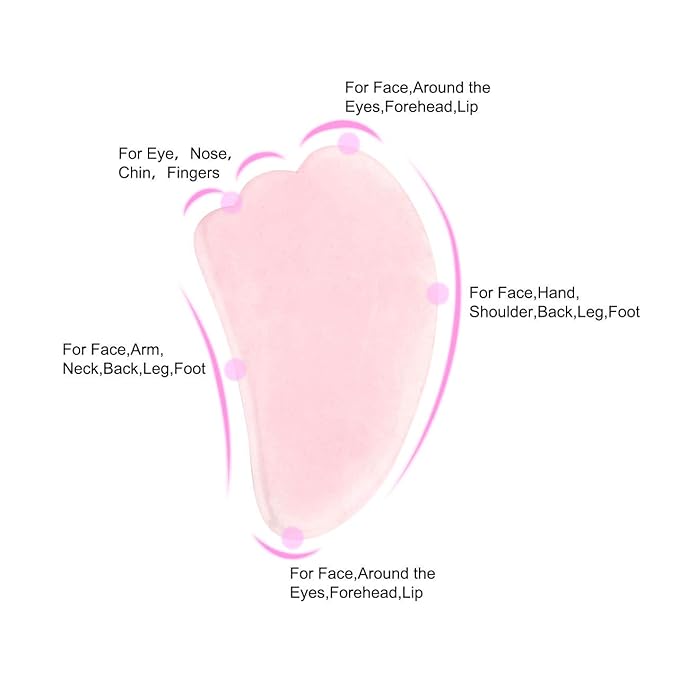 Jovivi Natural Rose Quartz Stone Gua Sha Scraping Massage Tool, Wing-shape Healing Crystal Guasha Board Facial Massager Traditional Scraper Tool-VivaGrace Women
