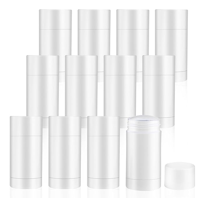 12 Pieces 15g White Plastic Deodorant Containers,Empty 1/2 oz Travel Lip Balm Tubes,Refillable Twist-UP Solid Perfume Tubes,Lipstick Tubes for DIY-VivaGrace Women