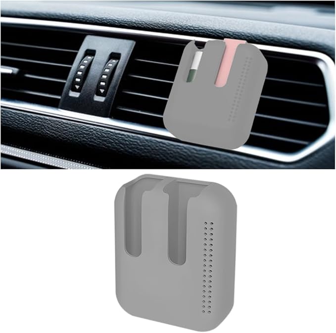 Holder for Car Air Vent, Upright Washable Lip Balm Protector for Women Girls, Auto Interior Space Saving Accessories, Universal for Vehicle, Truck and More（Gray）-VivaGrace Women