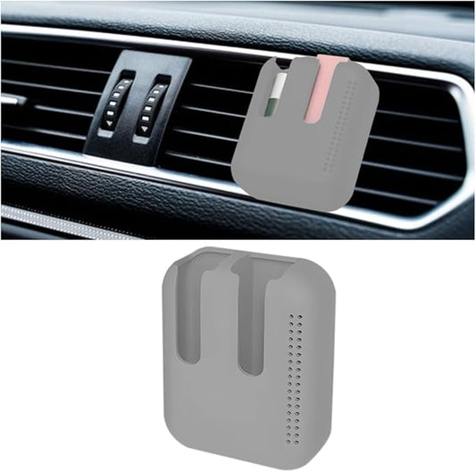 Holder for Car Air Vent, Upright Washable Lip Balm Protector for Women Girls, Auto Interior Space Saving Accessories, Universal for Vehicle, Truck and More（Gray）-VivaGrace Women