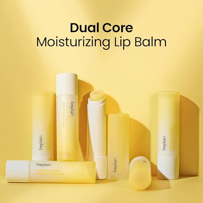 beplain Chamomile Intense Moisturizing Lip balm (0.13oz, 3.6g) | Dual core Lip moisturizer for dry, cracked, sensitive lips | Natural Daily Lip Care-VivaGrace Women