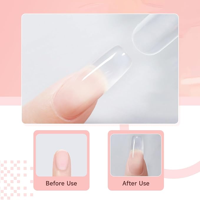 JEWHITENY Poly Extension Gel Nail Set Clear Pink Poly Nail Gel With Slip Solution Base Coat Top Coat French Manicure Need U V Lamp Curing for Finger Art and Home DIY-VivaGrace Women