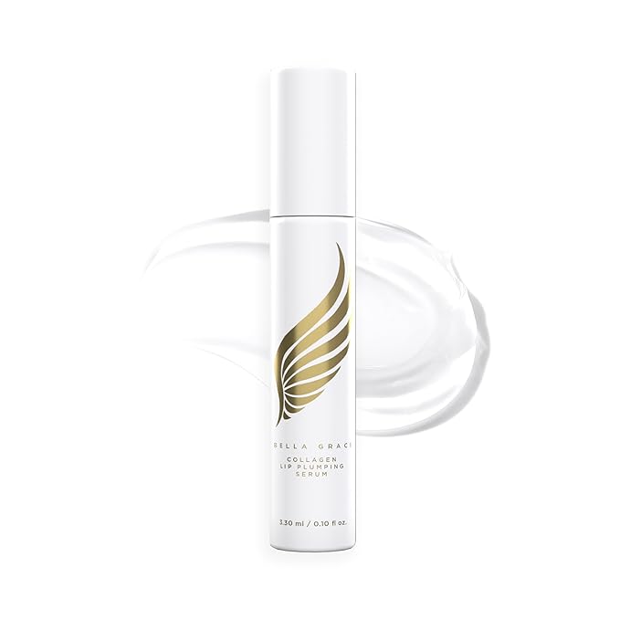 Bella Grace Vegan Collagen Lip Plumper Serum, Vitamin E, Peptides, Hydrating Lip Care Fuller Plumper Looking Lips, Supports Wrinkles, Fine Lines, Elasticity, Paraben, Sulfate & Cruelty Free, 0.1 fl oz-VivaGrace Women