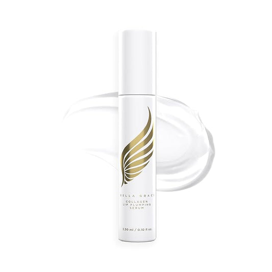 Bella Grace Vegan Collagen Lip Plumper Serum, Vitamin E, Peptides, Hydrating Lip Care Fuller Plumper Looking Lips, Supports Wrinkles, Fine Lines, Elasticity, Paraben, Sulfate & Cruelty Free, 0.1 fl oz-VivaGrace Women