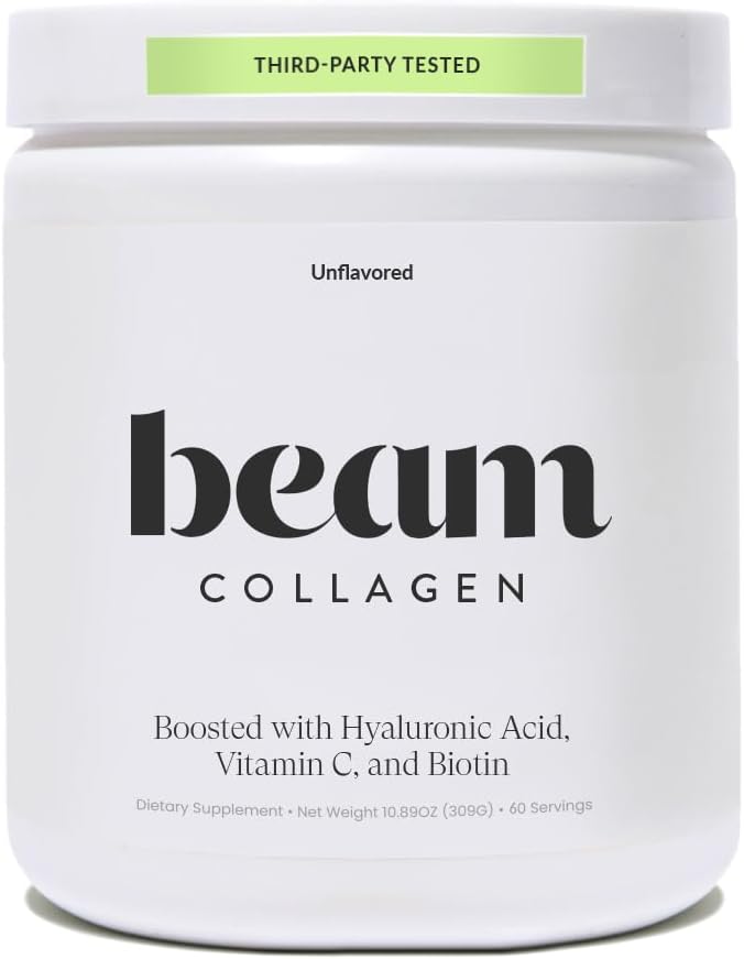 Beam Collagen Powder, Collagen for Women, Collagen with Hyaluronic Acid, Collagen Peptides Type 1 and 3, with Biotin, Grass Fed Bovine, Third-Party Tested, Best for Coffee, Vitamin C, 60 Servings-VivaGrace Women