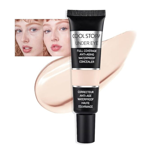 Kaely under Eye Concealer Full Coverage,Waterproof Concealer for Dark Circles,Puffiness,Redness,Cream Foundation Eye Brightener Serum,Color corrector de ojeras,Anti Aging,Natural Matte Finish,light C-VivaGrace Women