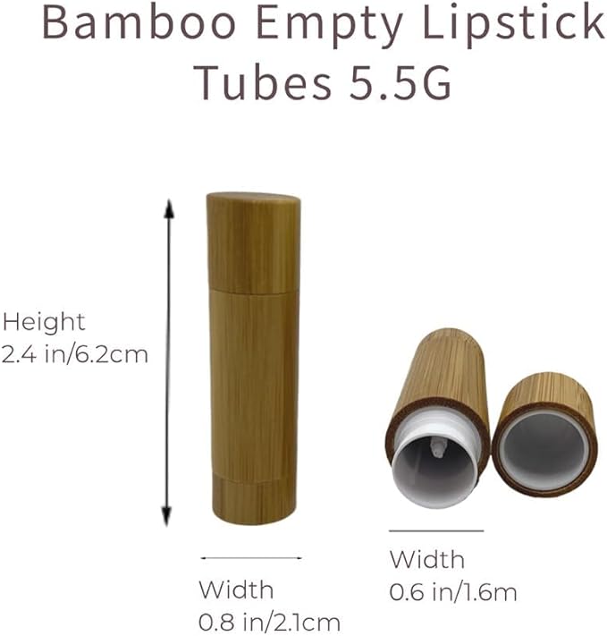 Bamboo Empty Lip Balm Containers 5.5g 6 Pack,Refillable DIY Lip Balm Tube Containers with Clear PP Plastic Inner,Lip Gloss Tubes Chapstick Holder for DIY Cosmetic Samples Deodorant-VivaGrace Women