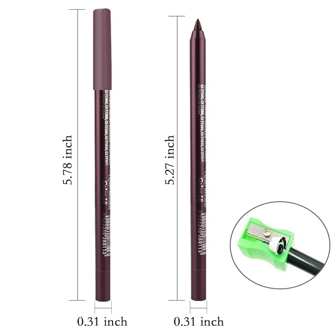 evpct Plum Purple Gel Eyeliner Pencil for Women Waterline Waterproof Smudge Proof Eye Makeup Liners, Purple Mascara Eye Liner Gel Liner Eyeliner with Sharpener delineador de ojos contra el agua 18