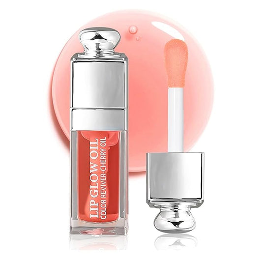 Hydrating Lip Glow Oil, Moisturizing Plumper Lip Gloss, Transparent Plumping Balm, Tinted Balm Care 0.2 OZ - 001 PINK-VivaGrace Women