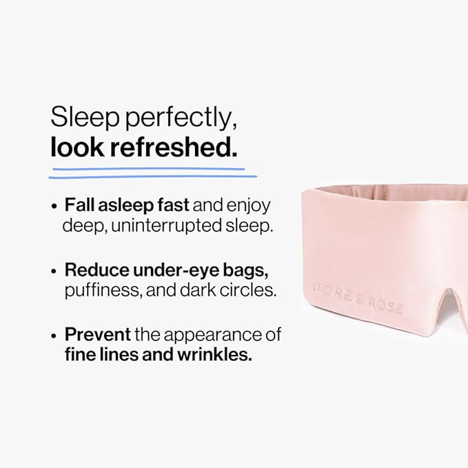 Dore & Rose Deep Sleep Mask Light Blocking, 23 Momme Mulberry Silk Eye Mask, Ultra Soft, Adjustable - Travel Sleeping Mask for Men & Women - Pink-VivaGrace Women