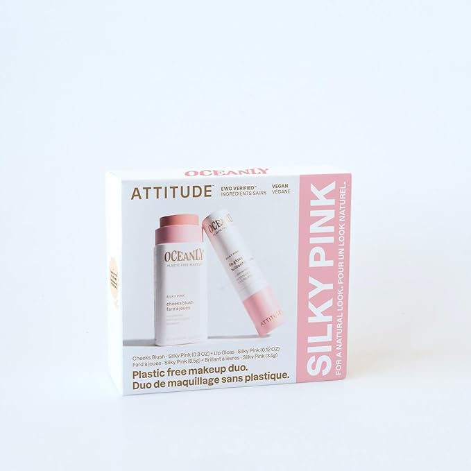 ATTITUDE Silky Pink Makeup Duo Box Set, EWG Verified, Titanium Dioxide-Free, Plastic-free, Plant and Mineral-Based, Vegan Beauty Products, Set of 2 Makeup Sticks-VivaGrace Women