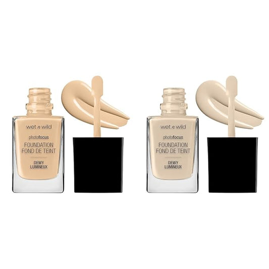 wet n wild Photo Focus Dewy Liquid Foundation Makeup Soft Beige & Nude Ivory-VivaGrace Women