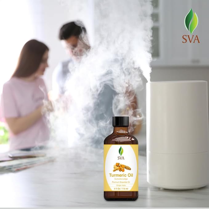 SVA Turmeric Essential Oil – 4 Fl Oz – 100% Natural Turmeric Oil - for Diffuser, Hair Care, Face, Skin Care, Aromatherapy, Scalp and Body Massage, Soap and Candle Making – with Dropper-VivaGrace Women