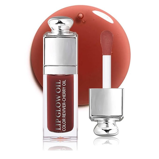 Hydrating Lip Glow Oil, Moisturizing Plumper Lip Gloss, Transparent Plumping Balm, Tinted Balm Care 0.2 OZ - 020 MAHOGANY-VivaGrace Women