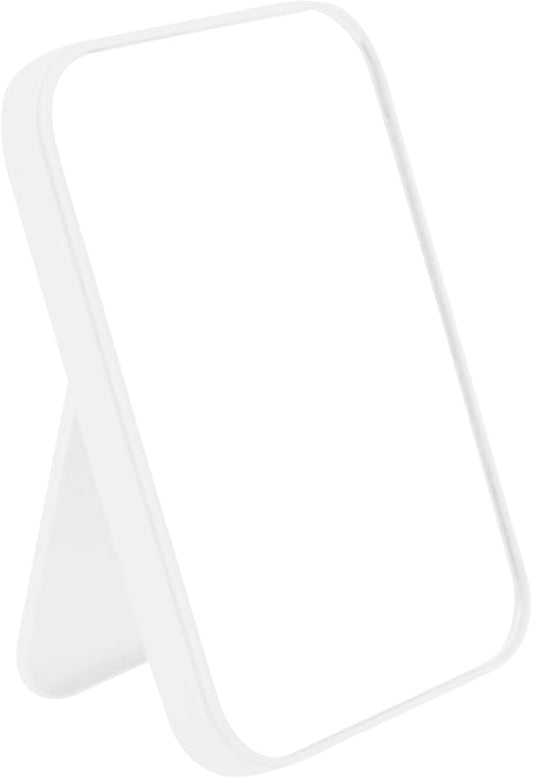 Coobbar Desktop Foldable Makeup Mirror Simple Portable Princess Mirror Square Makeup Mirror for Women (White)