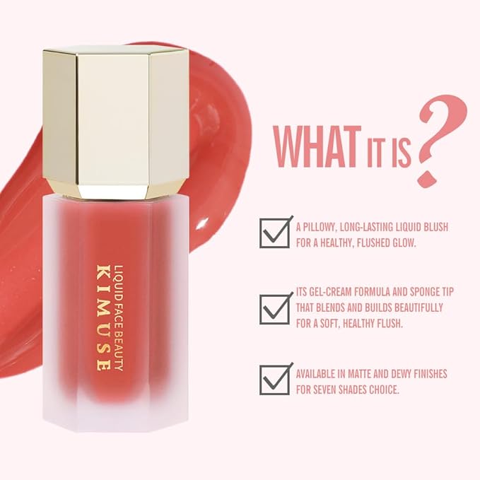 KIMUSE Soft Cream Blush Makeup, Liquid Blush for Cheeks, Weightless, Long-Wearing, Smudge Proof, Natural-Looking, Dewy Finish-VivaGrace Women