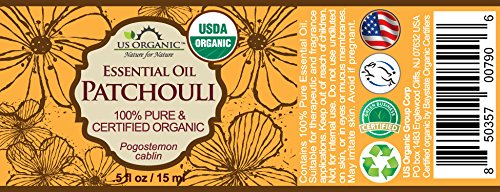 US Organic 100% Pure Patchouli Essential Oil - USDA Certified Organic, Steam Distilled - W/Euro droppers (More Size Variations Available) (15 ml / .5 fl oz)-VivaGrace Women
