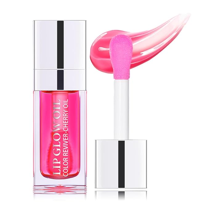 Hydrating Lip Glow Oil Moisturizing Plumping Lip Tint Lip Gloss Transparent Lip Balm Long Lasting Nourishing Repairing Lightening Lip Lines (007# RASPBERRY)-VivaGrace Women