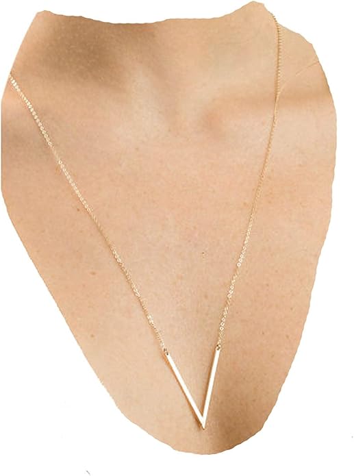 Letter V Pendant Necklace Monogram Necklace Choker Minimalist Initial V Necklace Simple Everyday Necklace Chain Jewelry for Women-VivaGrace Women