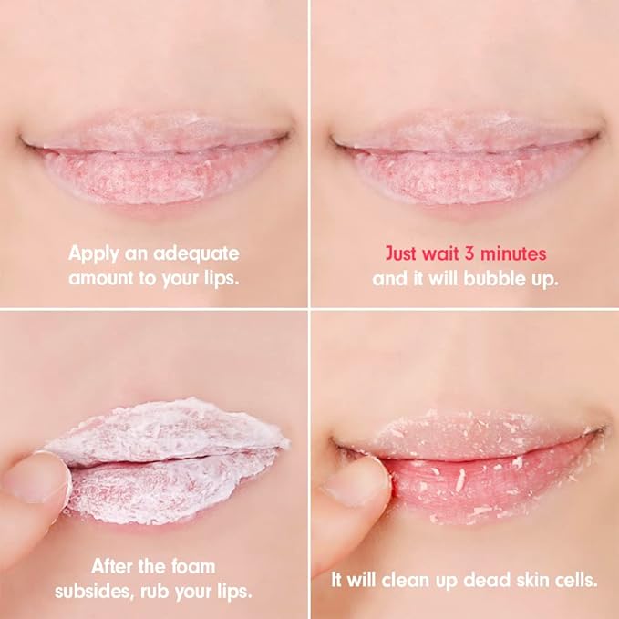 UNPA Bubi Bubi Bubble Lip Scrub Red 0.33 Fl Oz| Lip Bubble Moisturizer & Lip Scrubber | Lip Care Products for Lip Repair & Lip Lightening | Lip Scrubs Exfoliator & Moisturizer | Korean Lip Moisturizer-VivaGrace Women