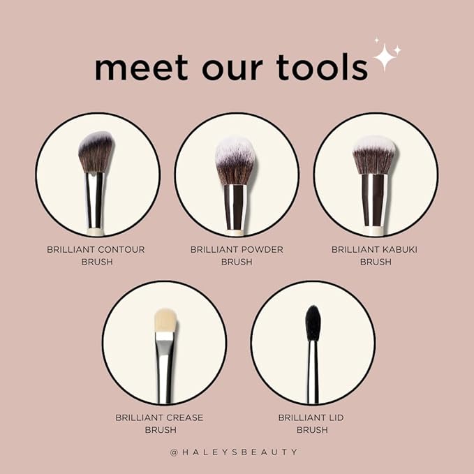 HALEYS Lid Eyeshadow Brush, Medium Flat Tapered Brush, Easy Blending and Shading for Building Eyeshadow Color, High-end Synthetic Bristles, Multi-tasking, for Cream and Powder Makeup, Vegan + CF-VivaGrace Women