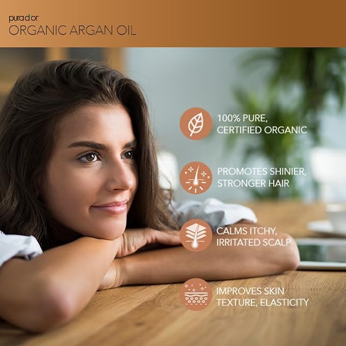 PURA D'OR 4 Oz ORGANIC Moroccan Argan Oil - USDA Certified 100% Pure & Cold Pressed Virgin Premium Grade Natural Moisturizer Treatment For Dry, Damaged Skin, Hair, Face, Body & Scalp - Men & Women-VivaGrace Women
