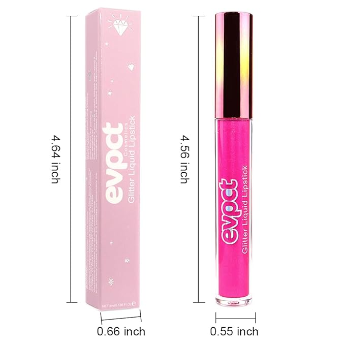 evpct 1Pcs Hot Pink Glitter Metallic Shimmer Diamond Lipstick Lip Gloss for Women Long Lasting Waterproof, Light Bright Rose Pink Sparkle Glitter Matte Liquid Lipstick Lip Makeup Kit, 11#-VivaGrace Women