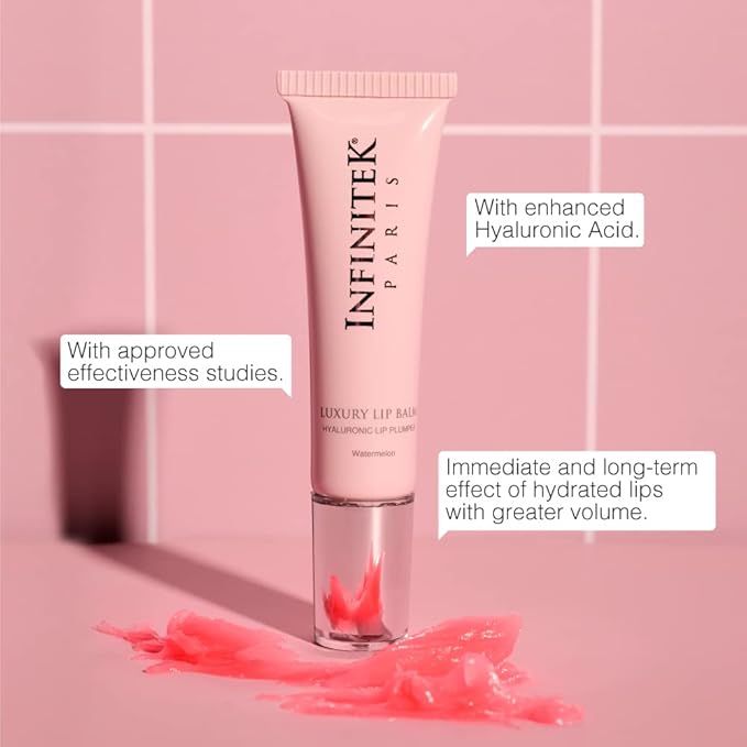 Infinitek Paris Luxury Lip Balm with Hyaluronic Acid - Hydrating Lip Gloss Plumper, Volumizing Tinted Lip Balm Makeup, Plumping Lip Gloss to Nourish & Repair Damaged Lips, 0.33 oz / 9.35 g-VivaGrace Women