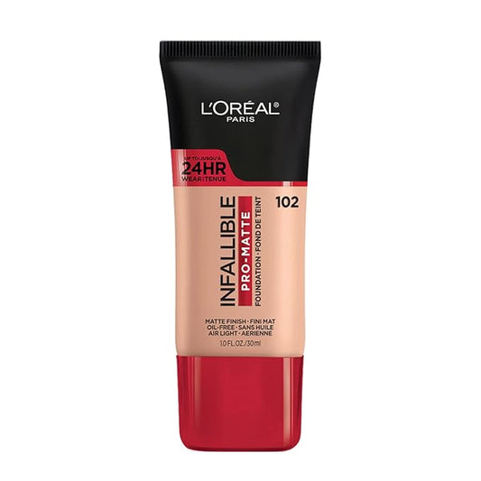L'Oreal Paris K1828700 Infallible Pro-Matte Liquid Longwear Foundation Makeup, 102 Shell Beige, 1 Fl; Oz.-VivaGrace Women