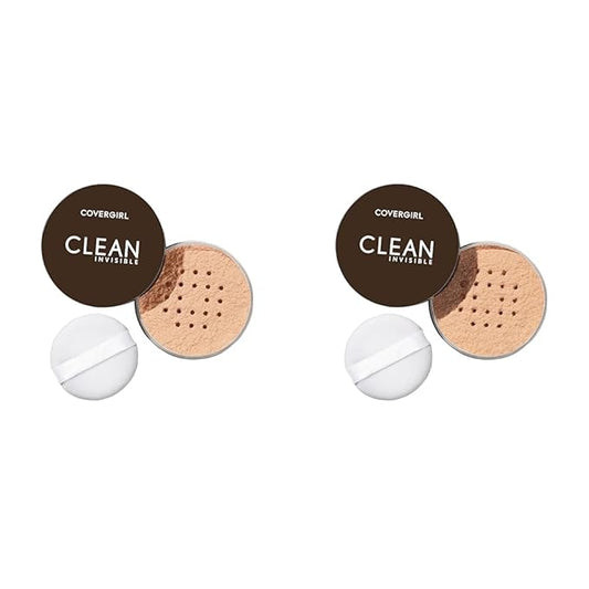COVERGIRL Clean Invisible Loose Powder Vegan Formula Translucent Shades Light 20g & Medium 20g-VivaGrace Women