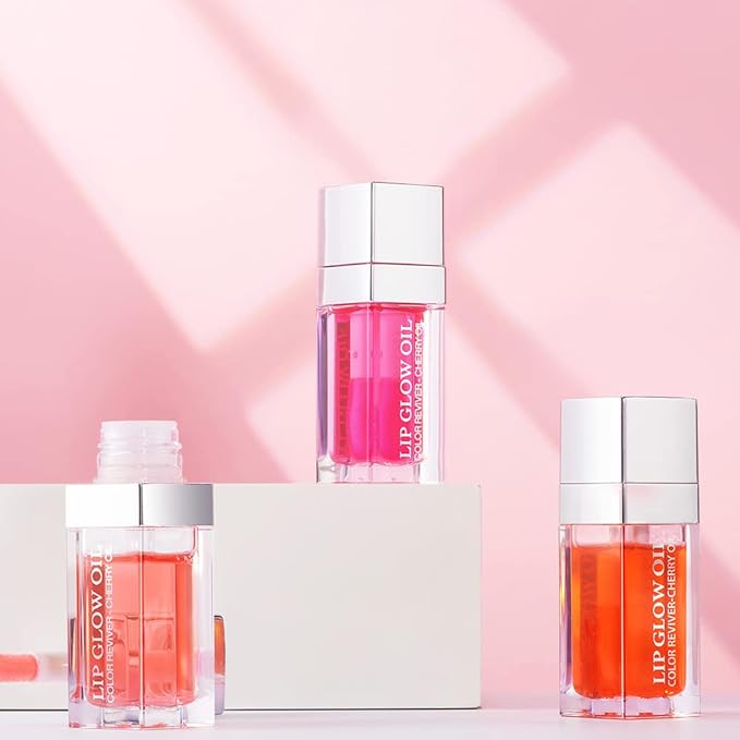 Plumping Lip Oil, Long Lasting Hydrating Lip Gloss Tinted Lip Balm Non-sticky Revitalizing, Tinting Lip Care Oil for Dry Lip (CORAL)-VivaGrace Women