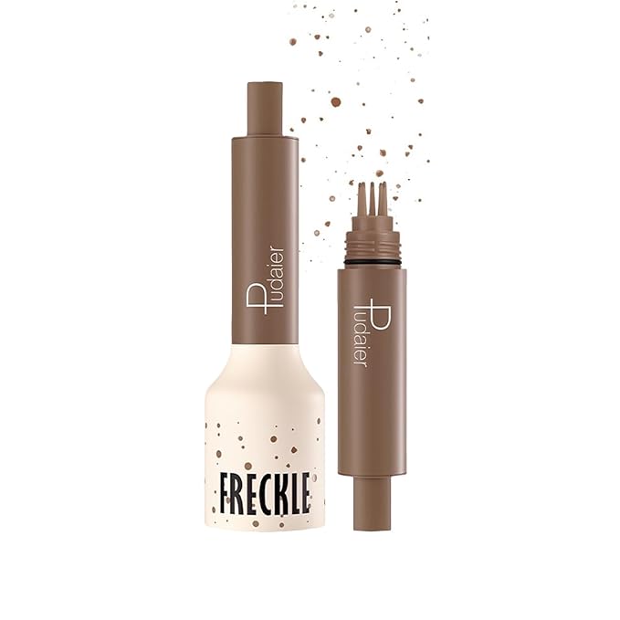 Freckle Stamp,Faux Freckle Stamp,Quick Dry Fake Freckles Pen,Waterproof Long Lasting Natural Vivid Faux Freckles Pen,Get Sun-Kissed Stars Makeup in One Press,5-Dot Design,04.Caramel.-VivaGrace Women