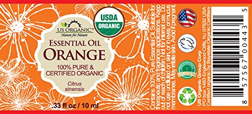US Organic 100% Pure Sweet Orange Essential Oil - USDA Certified Organic - 10 ml Pack of 2 - w/Improved caps and droppers (More Size Variations Available)-VivaGrace Women